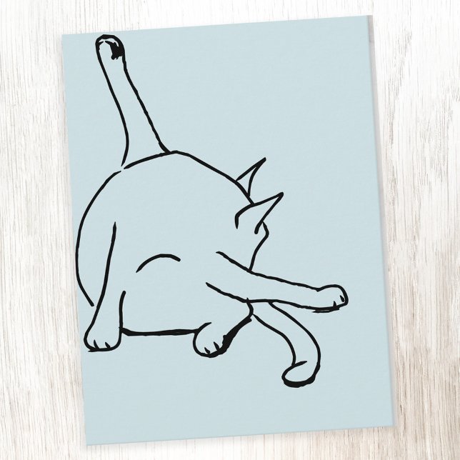 Funny Cat Humor Postcard (Fun cat humor line drawing postcard)
