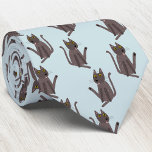 Funny Cat Humor Tie<br><div class="desc">A funny cat washing.  Or maybe he's just doing yoga? Kiss him at your own risk!  Raise a smile from any animal lover or cat dad.</div>