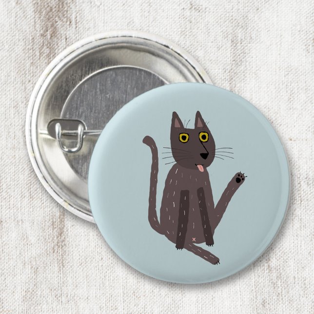 Funny Cat Humour 6 Cm Round Badge (Funny cat washing humor pet lover badge or button)