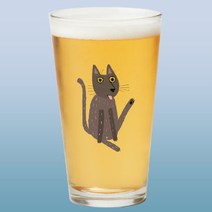 Funny Cat Humour Glass