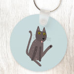 Funny Cat Humour Key Ring<br><div class="desc">A funny cat washing. Or maybe he's just doing yoga? Kiss him at your own risk! Raise a smile from any animal lover. Perfect for pet sitters.</div>