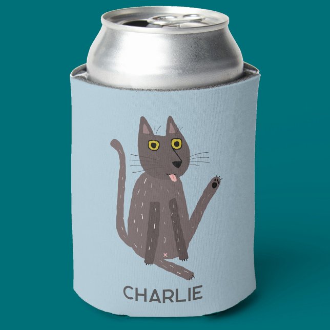 Funny Cat Humour Personalised Can Cooler (Creator Uploaded)