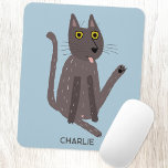 Funny Cat Humour Personalised Mouse Pad<br><div class="desc">A funny cat washing.  Or maybe he's just doing yoga? Kiss him at your own risk!  Raise a smile from any animal lover. Change or delete the name to customise.</div>