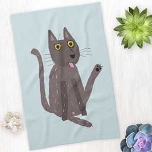 Funny Cat Humour Tea Towel