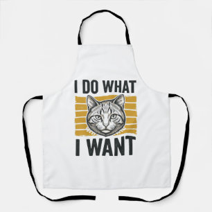 Funny Cat I Do What I Want Vintage Engraving Shirt Apron
