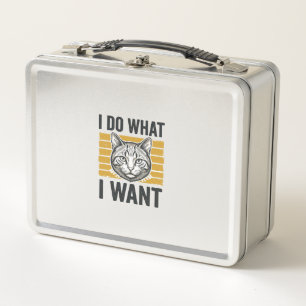 Funny Cat I Do What I Want Vintage Engraving Shirt Metal Lunch Box