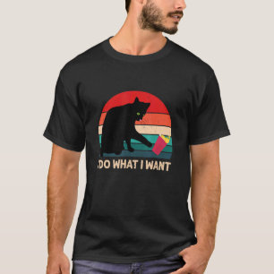 Funny Cat I Do What I Want, Vintage, Retro Cat Red T-Shirt