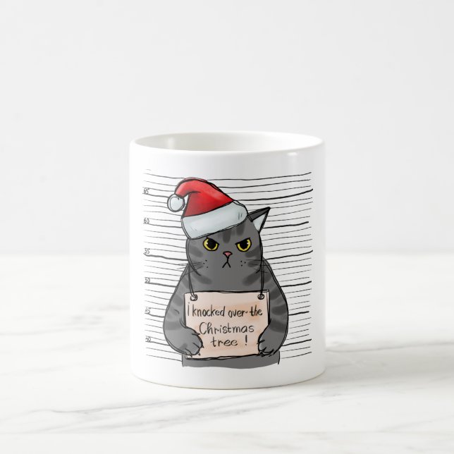 Funny Cat I Knocked Over Christmas Tree  Coffee Mug (Center)
