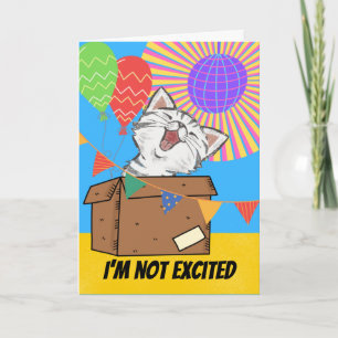 Funny Cat I’m Not Excited Birthday Gift in Box Card