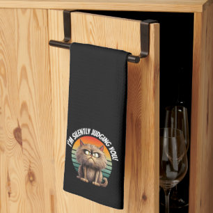 Funny Cat I’m Silently Judging You Hand Tea Towel