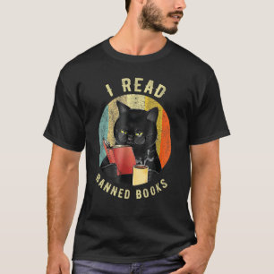 Funny Cat I Read Banned Books Bookworms Loves Read T-Shirt