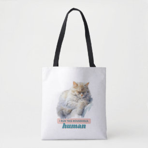 Funny Cat “I Run This Household, Human” Tote Bag