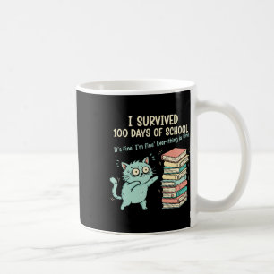 Funny Cat I Survived 100 Days Of School Shirts Tea Coffee Mug
