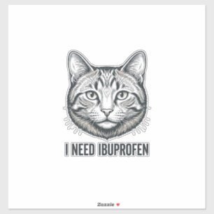 Funny Cat Ibuprofen Vintage Engraving Design_1