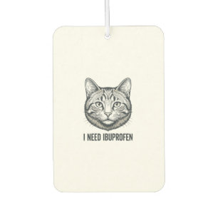 Funny Cat Ibuprofen Vintage Engraving Design_1 Car Air Freshener