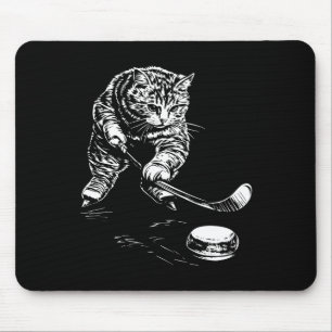 Funny Cat Ice Hockey Graphic  Mouse Pad