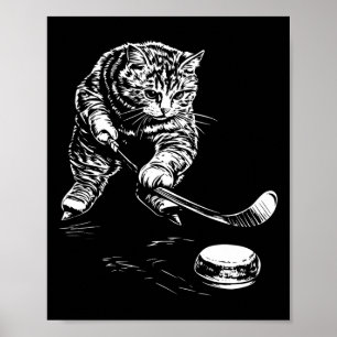 Funny Cat Ice Hockey Graphic Poster