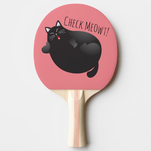 Funny cat illustration Check Meowt / Check me out Ping Pong Paddle (Front)