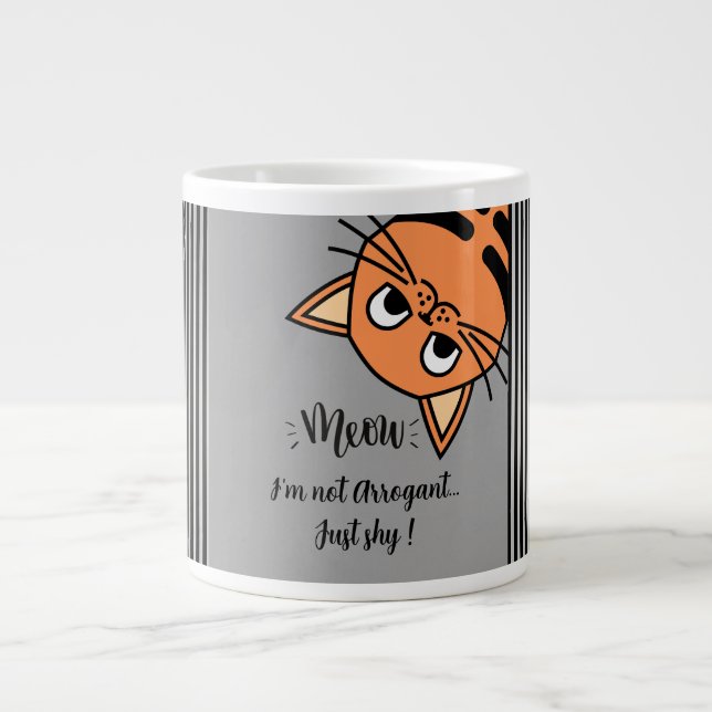 Funny Cat, I'm not arrogant, just shy Large Coffee Mug (Front)