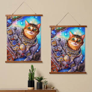 Funny Cat in Action   Astronaut Cat Hanging Tapestry