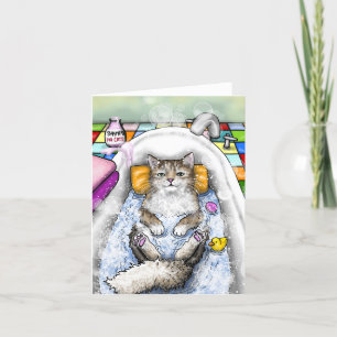 Funny Cat in Bath Cat 761 Bathroom art Thank You Card