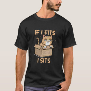 Funny Cat In Box If I Fits I Sits Cute Feline for T-Shirt