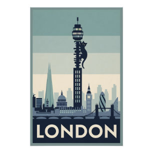 Funny cat in London Poster