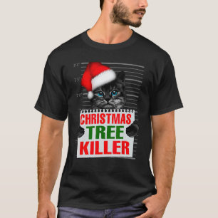 Funny Cat In Prison Arrested Cat Jail Christmas Tr T-Shirt