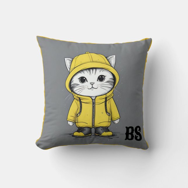 Funny Cat in Rain Boots – cat Humour Cushion (Front)
