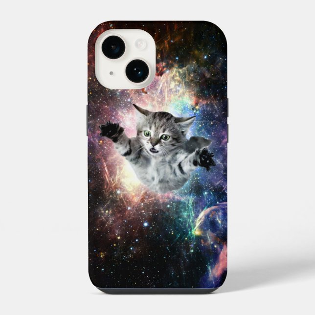 Funny cat in space iPhone case (Back)