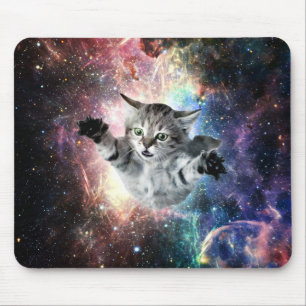 Funny cat in space mouse pad