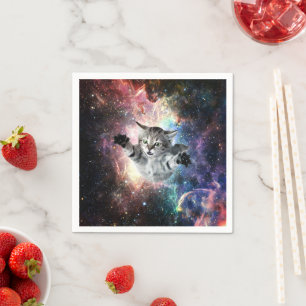 Funny cat in space  napkin