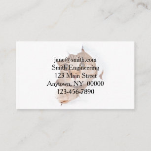 Funny cat in torn wallpaper hole business card