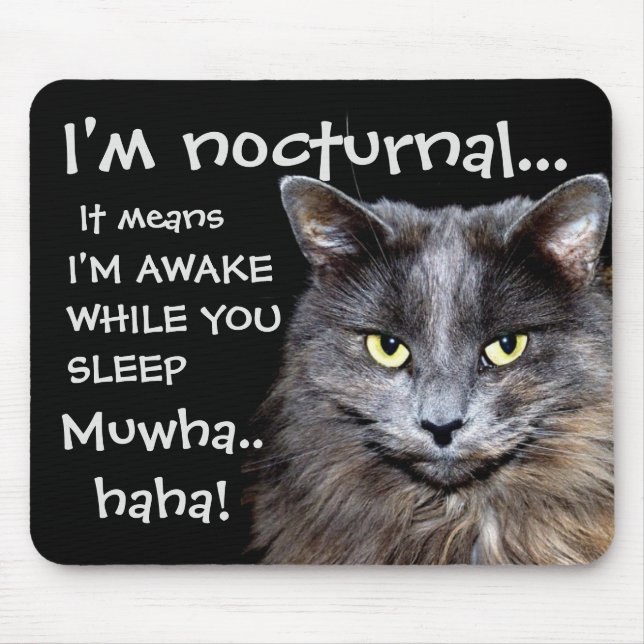 Funny Cat is Nocturnal Evil Laugh  Mouse Pad (Front)
