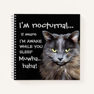 Funny Cat is Nocturnal Evil Laugh Notebook