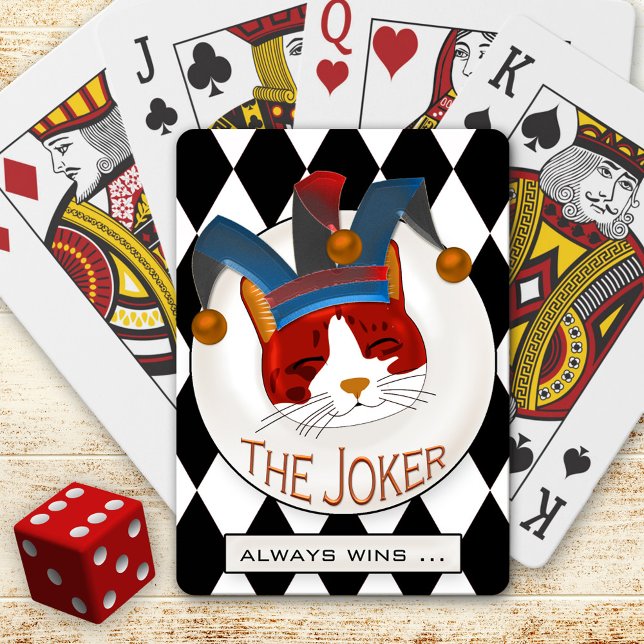 Funny Cat Joker Playing Cards Deck (Deck of playing cards featuring a funny kitty dressed up as joker)