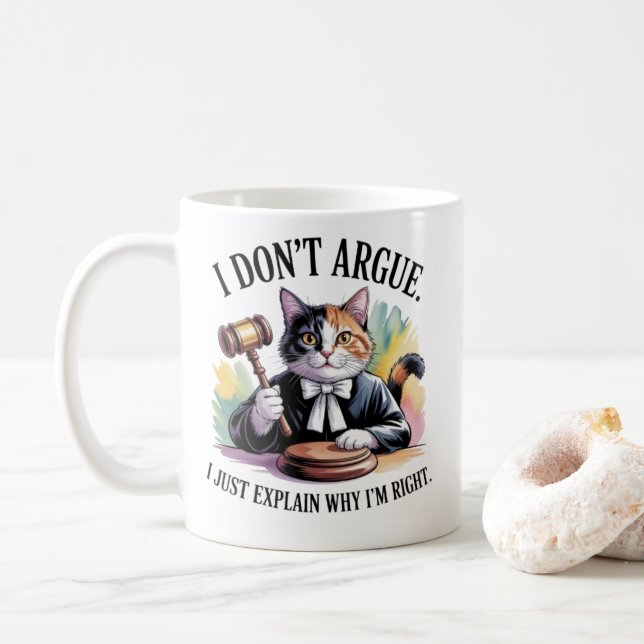 Funny Cat Judge Mug - Lawyer I Just Explain Why I' (With Donut)