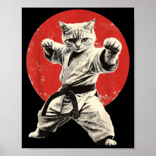 Funny Cat Karate Judo Japan Japanese Poster
