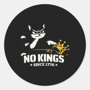 Funny Cat Kings Since 1776 Crown Patriotic Humour Classic Round Sticker