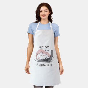 Funny Cat Kitchen Tray – My Cat Is Sleeping on Me  Apron
