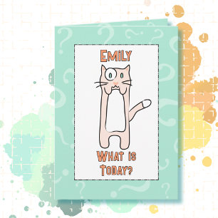 Funny Cat Kitten Cartoon Humourous Birthday Card