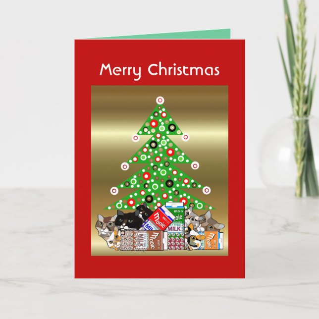 Funny Cat & Kitten Christmas Card Customisable (Front)