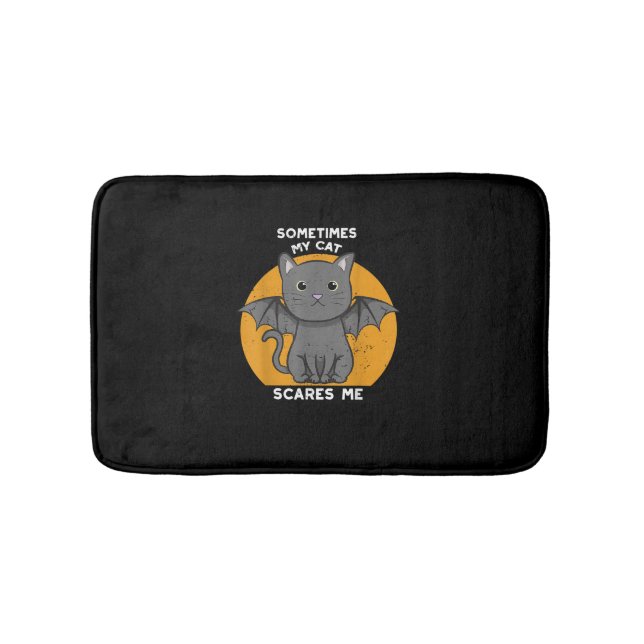 Funny Cat Kitten Halloween Design For Crazy Cat Lo Bath Mat (Front)