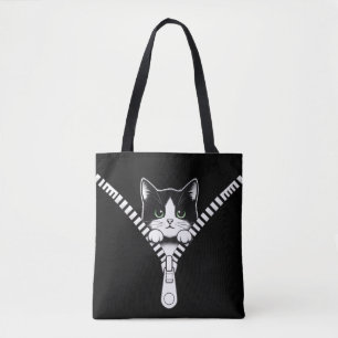 Funny Cat Kitten Peek Tote Bag