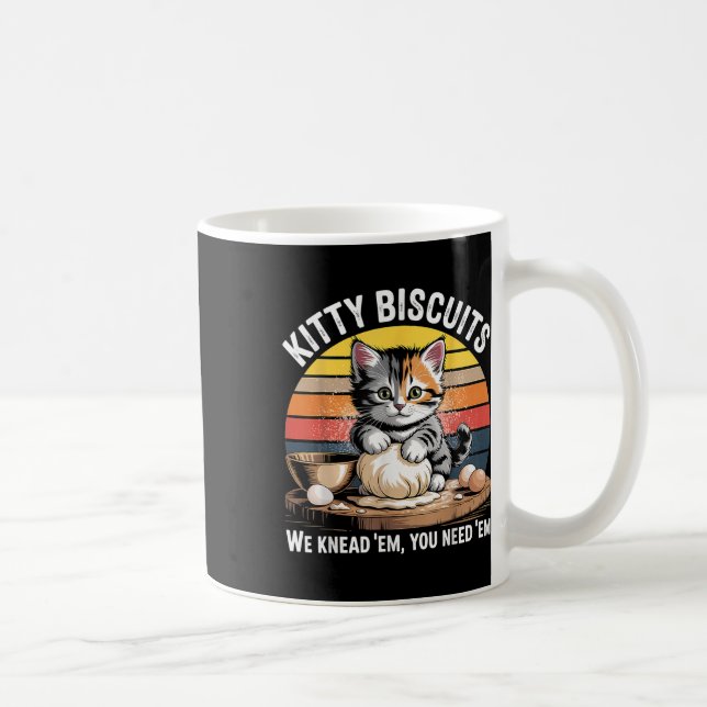Funny Cat Kneading Dough Retro Kitty Biscuits Desi Coffee Mug (Right)