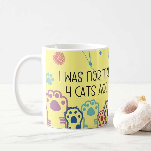 Funny Cat Lady Design Coffee Mug Cup (With Donut)