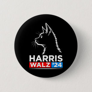 Funny Cat Lady Kamala Harris Waltz 2024 Election 6 Cm Round Badge