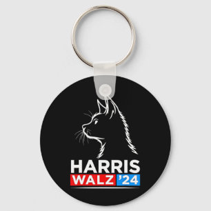 Funny Cat Lady Kamala Harris Waltz 2024 Election  Key Ring