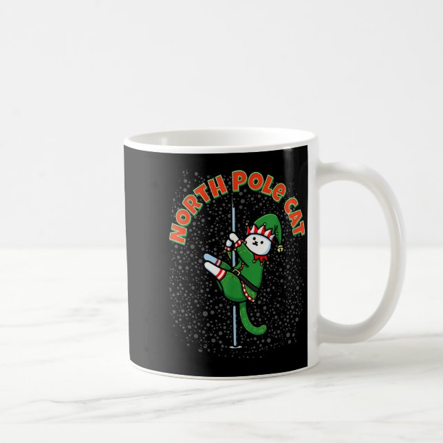Funny Cat Le Dance Elf Costume Christmas Holiday C Coffee Mug (Right)
