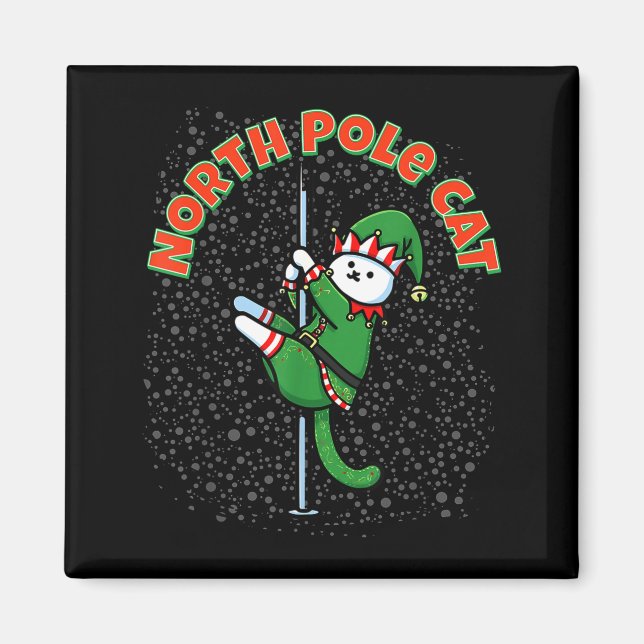 Funny Cat Le Dance Elf Costume Christmas Holiday C Magnet (Front)